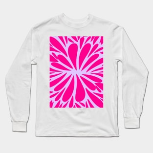 Retro abstract floral burst - magenta and violet Long Sleeve T-Shirt